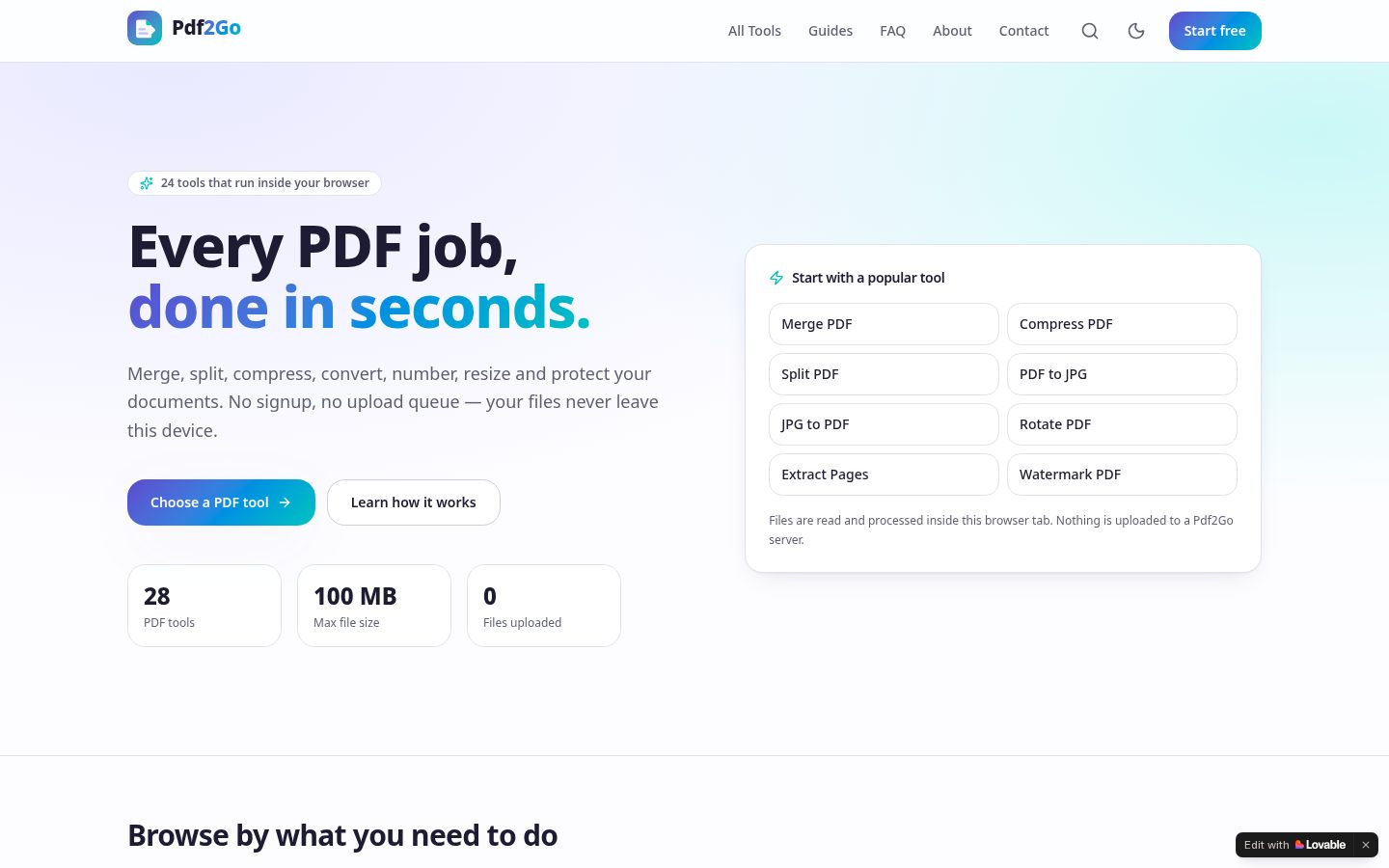 PDF GO TOOLS — tools / productivity website concept by Quantiva Solutions